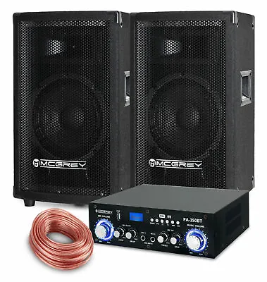 Kaufen PA Anlage DJ Party Sound Lautsprecher Boxen Bluetooth Verstärker Kabel Set 600W • 190.50€