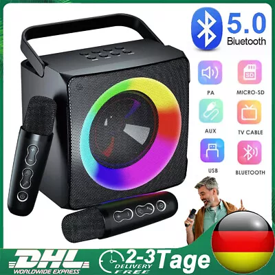 Kaufen Karaoke Anlage Mit 2 Mikrofonen, Bluetooth Karaoke Maschine Lautsprecher AUX USB • 35.99€