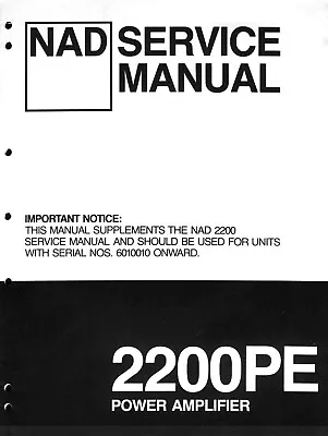 Kaufen Service Manual-Anleitung Für NAD 2200 PE  • 9€