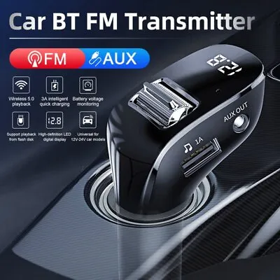 Kaufen Bluetooth 5.0 FM Transmitter Auto Audio Sender KFZ USB Ladegerät AUX MP3 Adapter • 11.69€