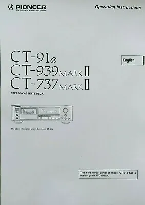Kaufen Pioneer CT-91a - CT-939 MK2 - CT-737MK2 - Kassette - Anleitung - BENUTZERHANDBUCH  • 11.07€