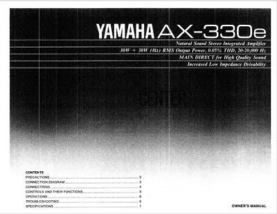 Kaufen Yamaha AX-330E - Stereo-Soundverstärker - Bedienungsanleitung - BENUTZERHANDBUCH  • 6.85€