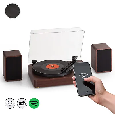 Kaufen Plattenspieler Stereo 2 Lautsprecher Bluetooth Streaming Vinyl Turntable Braun • 149.99€