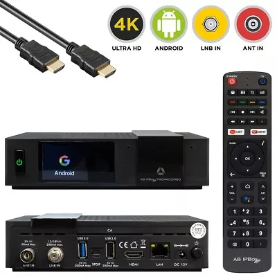 Kaufen AB IPBox TWO Combo 4K UHD Android 8 WiFi DVB-S2X/C/T2 Combo IP-Receiver Schwar • 109€