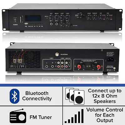 Kaufen Leistungsstarker Stereo Bluetooth Verstärker - Multi-Zone HiFi Mixer - Fernbedienung • 169.71€