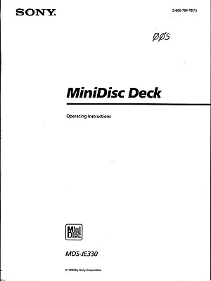 Kaufen Sony MDS-JE330 BDA Gut Gebrauchsanweisung English Manual • 5.90€