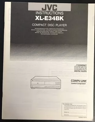 Kaufen JVC Compact Disc CD Player XL-E34BK Bedienungsanleitung Instructions • 5.90€