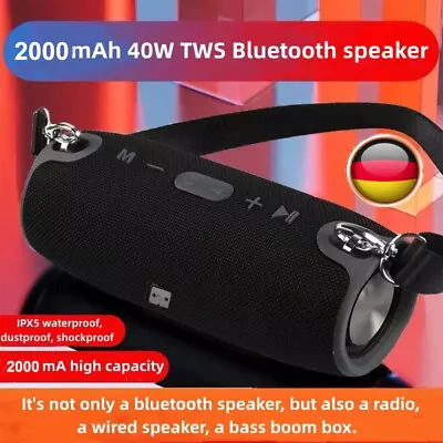 Kaufen 40W Tragbarer Wireless Bluetooth Lautsprecher Stereo Subwoofer SD Musicbox IP67 • 18.69€