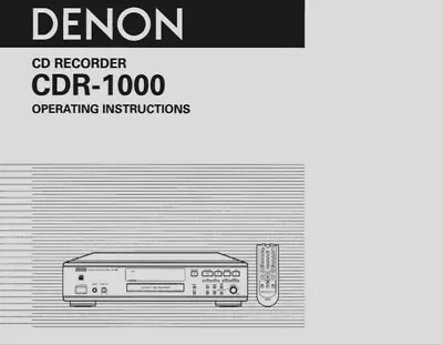Kaufen Denon CDR-1000 - CD Player Recorder Bedienungsanleitung - BENUTZERHANDBUCH  • 8.30€