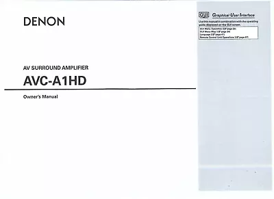 Kaufen Denon  Bedienungsanleitung User Manual Owners Manual  Für AVC-A 1 HD Copy • 14.80€