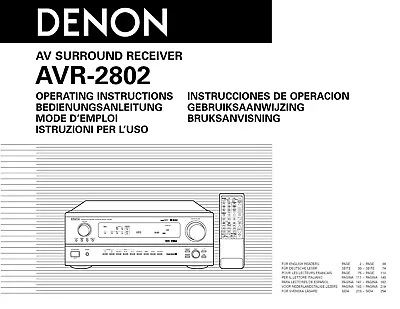 Kaufen Bedienungsanleitung-Operating Instructions Für Denon AVR-2802  • 12.50€