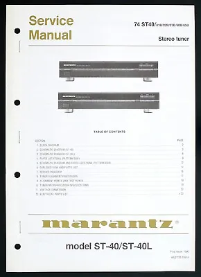 Kaufen Original Marantz ST-40/ST-40L Stereo Tuner Service-Manual/Diagram/Part List O125 • 16.50€