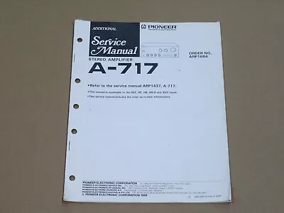 Kaufen ORIGINAL Pioneer A-717 Additional Service Manual • 12.90€