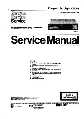 Kaufen Service Manual-Anleitung In Dutch Für Philips CD 204  • 10.50€