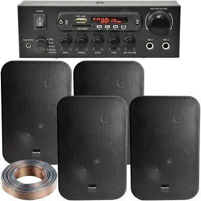Kaufen Bluetooth Soundsystem 4x Schwarz 200W Wandlautsprecher - 2 Kanal Stereo Verstärker • 240.25€