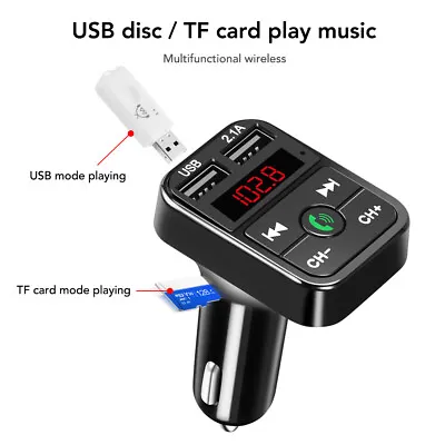 Kaufen Dual USB Bluetooth Ladegerät KFZ Adapter FM Transmitter Auto Radio MP3 Player • 7.99€