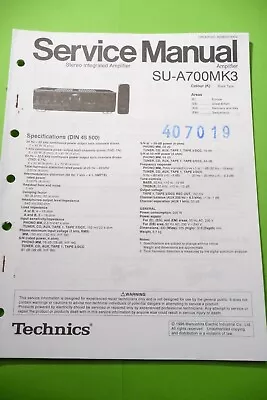 Kaufen Service Manual-Anleitung Für Technics  SU-A700 MK3 ,ORIGINAL ! • 12€