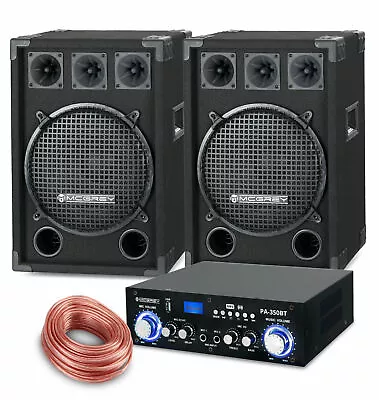 Kaufen PA Anlage DJ Party Sound Lautsprecher Boxen Bluetooth Verstärker Kabel Set 1200W • 224.70€