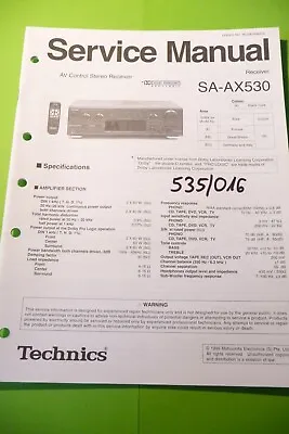 Kaufen Service Manual-Anleitung Für Technics SA-AX530  ,ORIGINAL ! • 12€