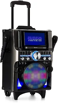 Kaufen Karaoke Mobile PA Anlage Maschine Set CD Player Bluetooth USB Box LED 2 Mikrofon • 221€