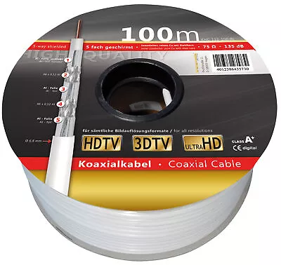 Kaufen 100m Sat Koaxialkabel TV Antennenkabel 135dB 5x Geschirmt Digital HD 4K UHD 8K • 24.95€
