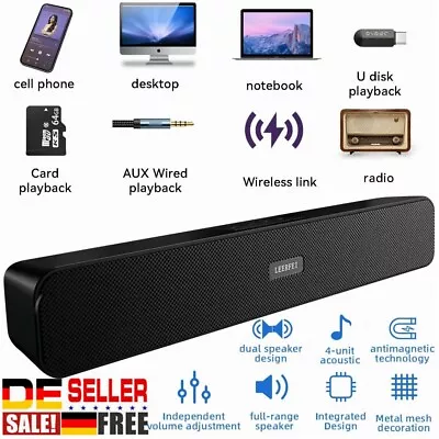 Kaufen Soundbar Wireless Bluetooth Subwoofer 4 Lautsprechersystem Surround TV Heimkino • 33.98€