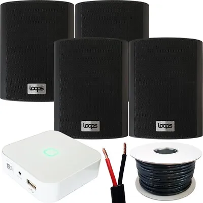 Kaufen 80W Mini WiFi Stereo Verstärker & 4x 70W 4   Schwarz Außenbereich Wand Lautsprechersystem • 189.34€