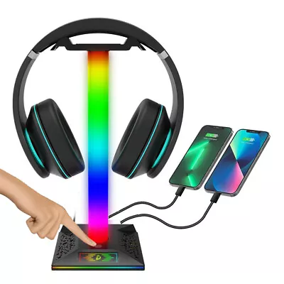 Kaufen RGB Gaming Kopfhörer Ständer LED Lightbar Ständer Kopfhörerhalter Headset USB DE • 19.89€
