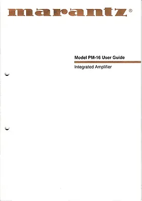 Kaufen Bedienungsanleitung-Operating Instructions Für Marantz PM-16  • 10€