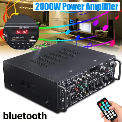 Kaufen 2000W Bluetooth Verstärker Vollverstärker HiFi Stereo Amplifier Digital FM US • 58.99€