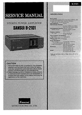 Kaufen Service Manual-Anleitung Für Sansui B-2101  • 10€