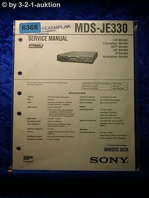 Kaufen Sony Service Manual MDS JE330 Mini Disc Deck (#6366) • 15.99€