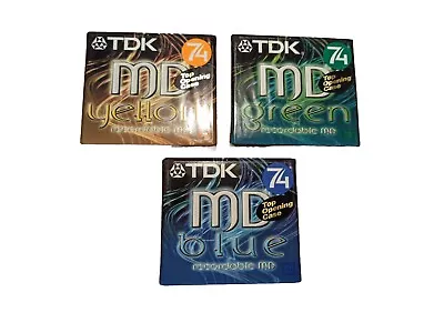 Kaufen 3 X Mini Disc TDK MD Blue/yellow/green Recordable MD • 10€