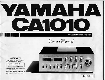 Kaufen Bedienungsanleitung-Operating Instructions Für Yamaha CA-1010  • 10€