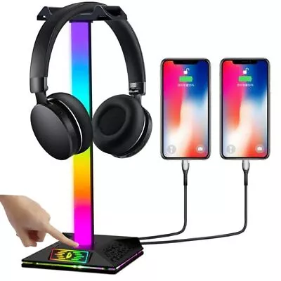 Kaufen Kopfhörer Ständer RGB Mit 2 USB Typ-C Aus DE✈ Blitzversand Gaming Kopfhörerhalte • 19.89€