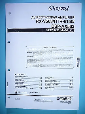 Kaufen Service Manual-Anleitung Für Yamaha RX-V563/HTR-6150/DSP-AX563,ORIGINAL • 14€