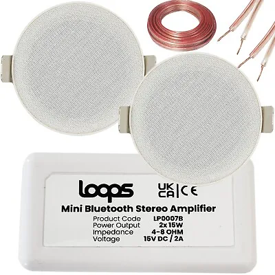 Kaufen Bluetooth Decke Musik Kit Mini Amp & 2 Low Profile Lautsprecher Stereo HiFi Sound • 63.89€