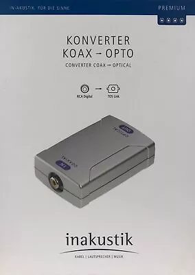 Kaufen Inakustik Premium Konverter Koax > Toslink; 230V AC, UVP 62,- € • 24.99€