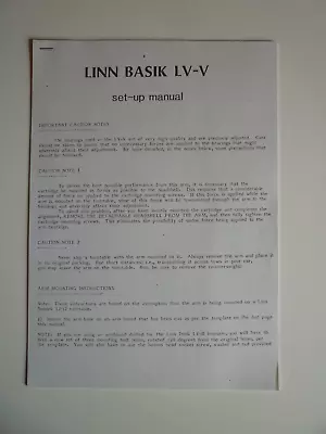 Kaufen Linn Basik LV-V And Linn Sondek, Set Up / Instruction Manual  • 1.50€