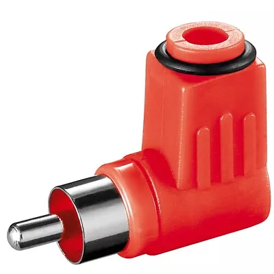 Kaufen Cinch-Stecker RCA Plug 90° Abgewinkelt Verchromt Rot • 2.49€