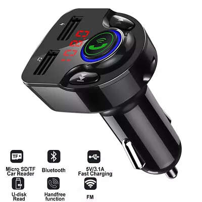 Kaufen Bluetooth 5.0 QC 3,0 Audio-Adapter Auto MP3 Player USB Ladegerät Freisprechfunkt • 9.98€