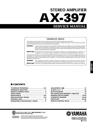 Kaufen Service Manual-Anleitung Für Yamaha AX-397  • 12€