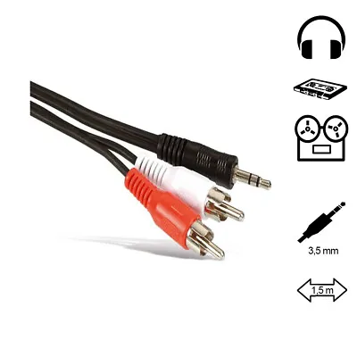 Kaufen Klinke To Cinch Kabel AUX Audio 3,5mm Stecker Stereo Kopfhörer Klinkenkabel 1,5m • 3.59€