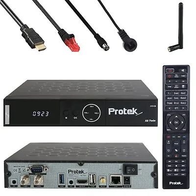 Kaufen Protek X2 Twin-Sat-Receiver 4K Linux WiFi 2xDVB-S2 Inkl. Koax- & Netzwerkkabel • 299€