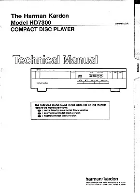 Kaufen Technical Manual-Anleitung Für Harman Kardon HD 7300  • 13€