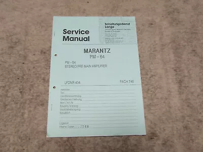 Kaufen Schaltplan Service Manual Für Marantz PM-64 Verstärker Amplifier • 1€