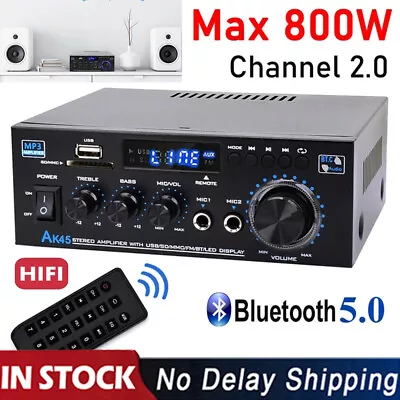 Kaufen 800W Bluetooth Verstärker Vollverstärker HiFi Stereo Amplifier Digital FM Audio • 33.99€