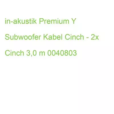 Kaufen In-akustik Premium Y Subwoofer Kabel Cinch - 2x Cinch 3,0 M 0040803 • 31.54€