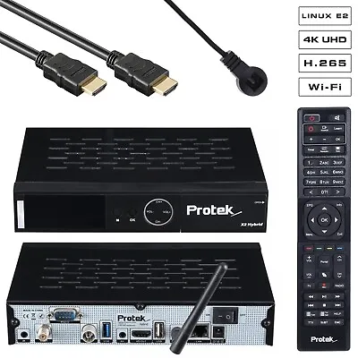 Kaufen Protek X2 Combo 4K UHD H.265 E2 Linux 2.4 GHz WiFi 1xDVB-S2 1xDVB-C/T2 Receiver • 299€