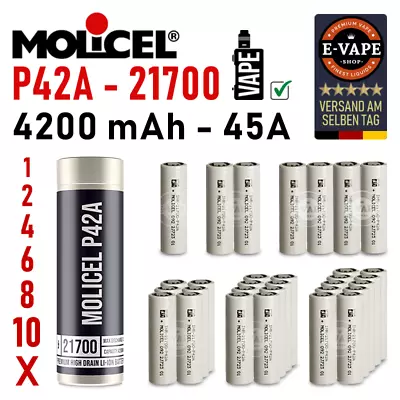 Kaufen Molicel INR 21700 P42A 45A 4200mAH E-Zigaretten Akku Sparpaket < Samsung 30T 40T • 15.95€